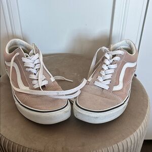 Vans Blush and White Low-Top Sneakers